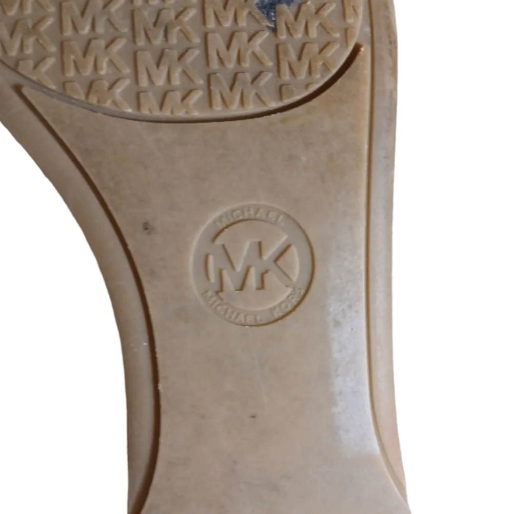 Micheal Kors Joyce Ballet Flat Brown and Tan Signature MK Print Size 7